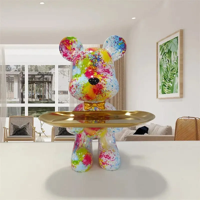 Cartoon Violent Bear Tray: A Playful and Multifunctional Storage Accent for Your Living Room, a Modern Sculpture for Bedroom Home Decor