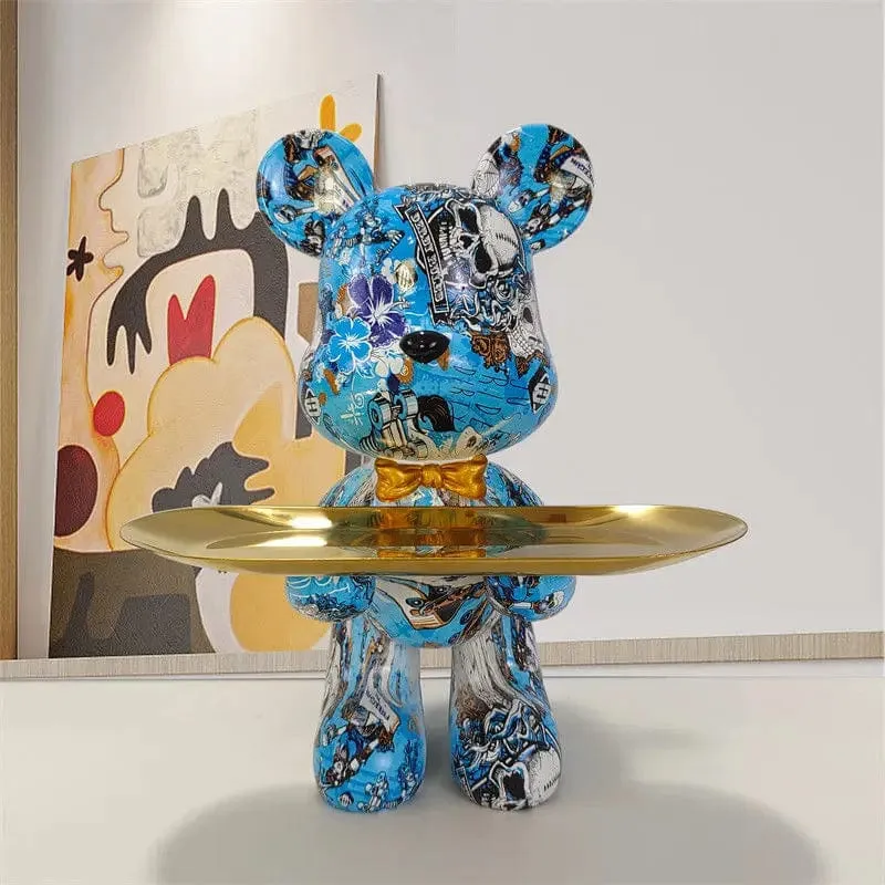 Cartoon Violent Bear Tray: A Playful and Multifunctional Storage Accent for Your Living Room, a Modern Sculpture for Bedroom Home Decor