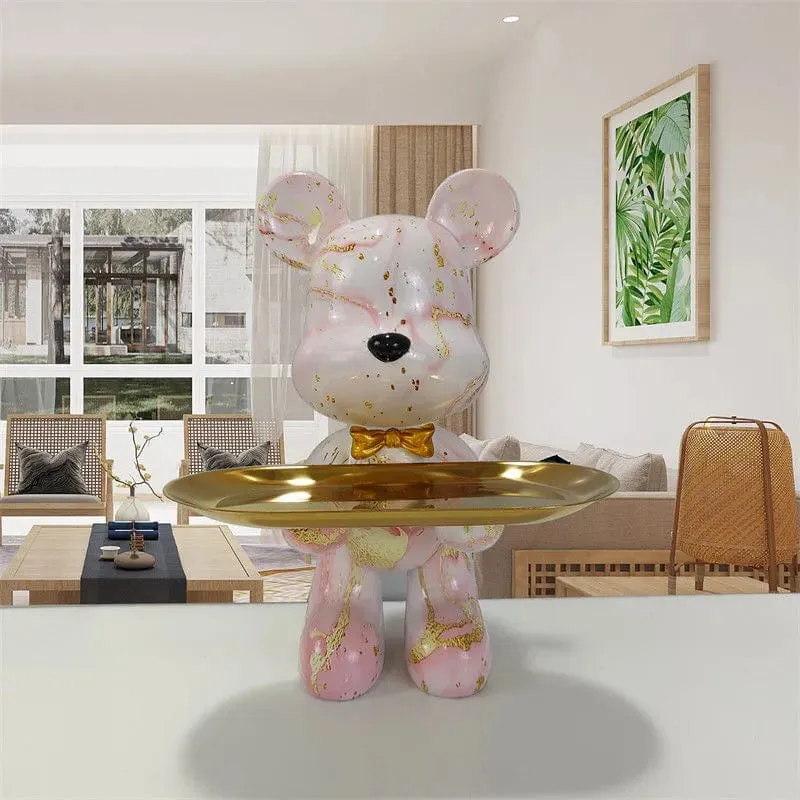 Cartoon Violent Bear Tray: A Playful and Multifunctional Storage Accent for Your Living Room, a Modern Sculpture for Bedroom Home Decor