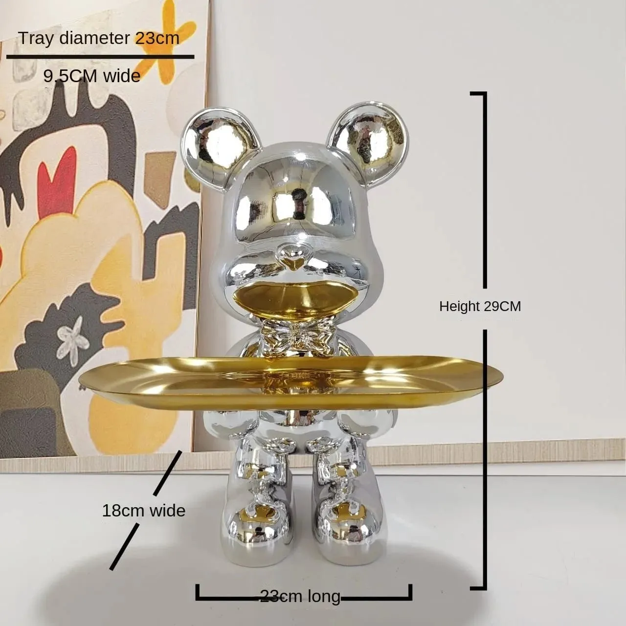 Cartoon Violent Bear Tray: A Playful and Multifunctional Storage Accent for Your Living Room, a Modern Sculpture for Bedroom Home Decor