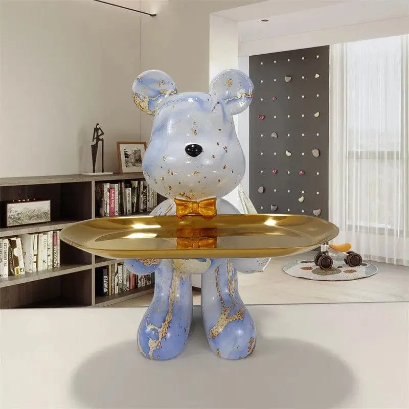 Cartoon Violent Bear Tray: A Playful and Multifunctional Storage Accent for Your Living Room, a Modern Sculpture for Bedroom Home Decor