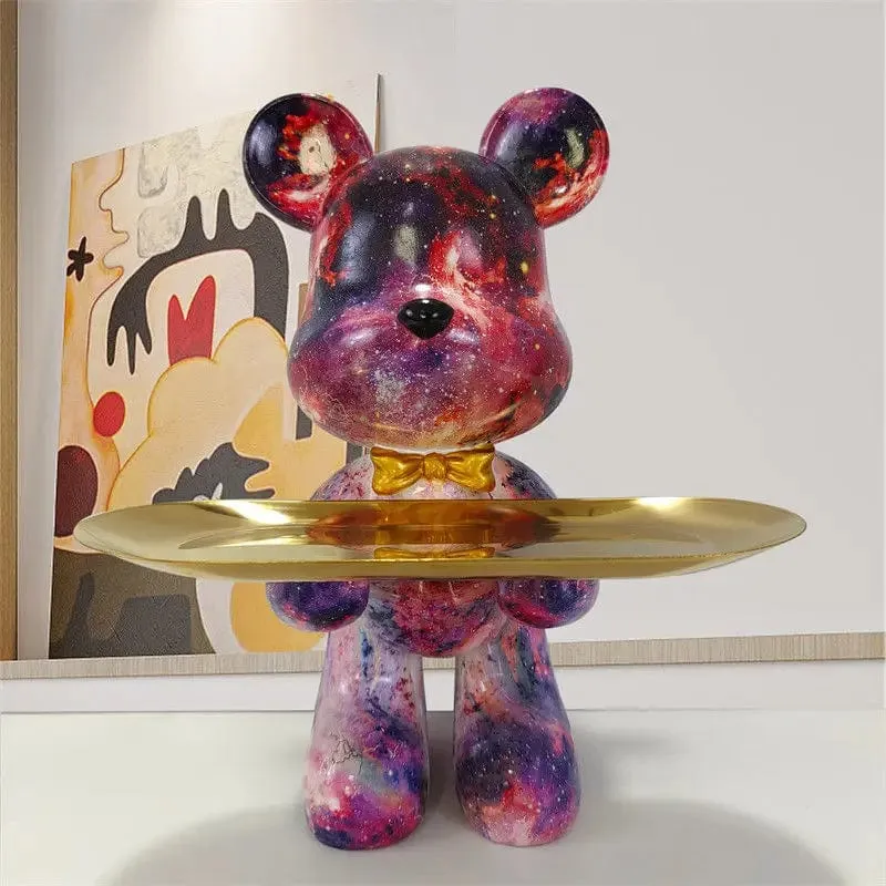 Cartoon Violent Bear Tray: A Playful and Multifunctional Storage Accent for Your Living Room, a Modern Sculpture for Bedroom Home Decor