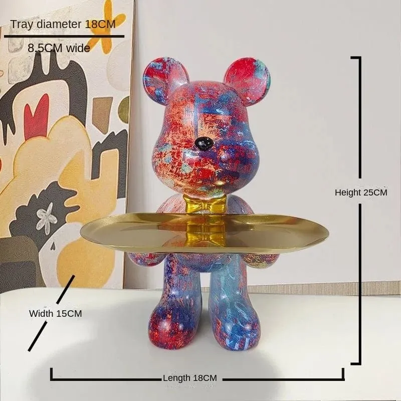 Cartoon Violent Bear Tray: A Playful and Multifunctional Storage Accent for Your Living Room, a Modern Sculpture for Bedroom Home Decor