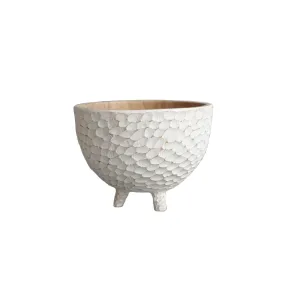 Carved Bubble Teak Bowl, Low