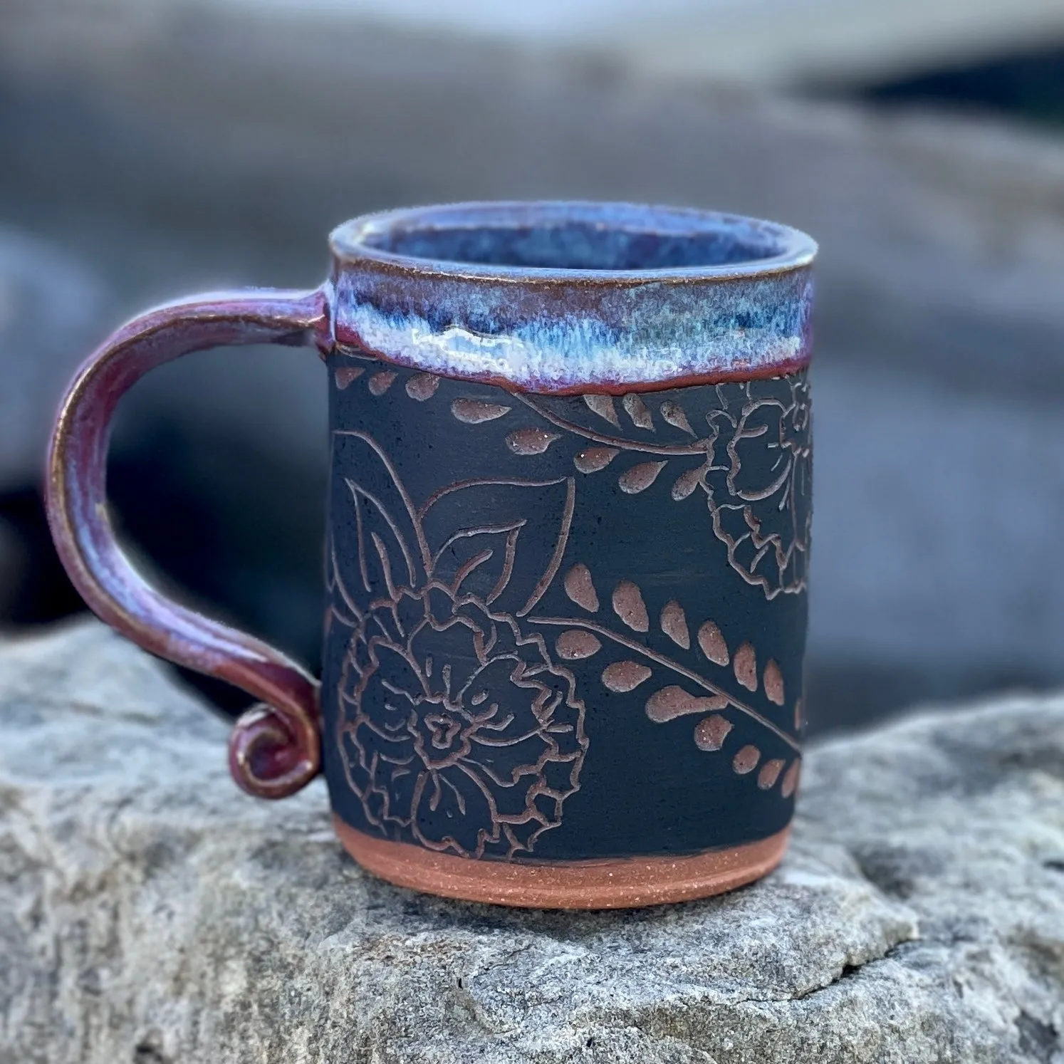 Carved floral Mug