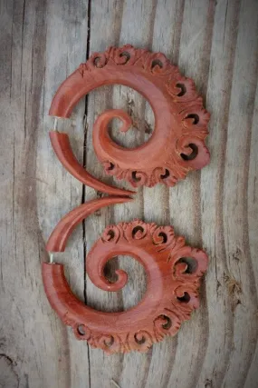 Carved Wood ๑ Tribal Earrings ๑