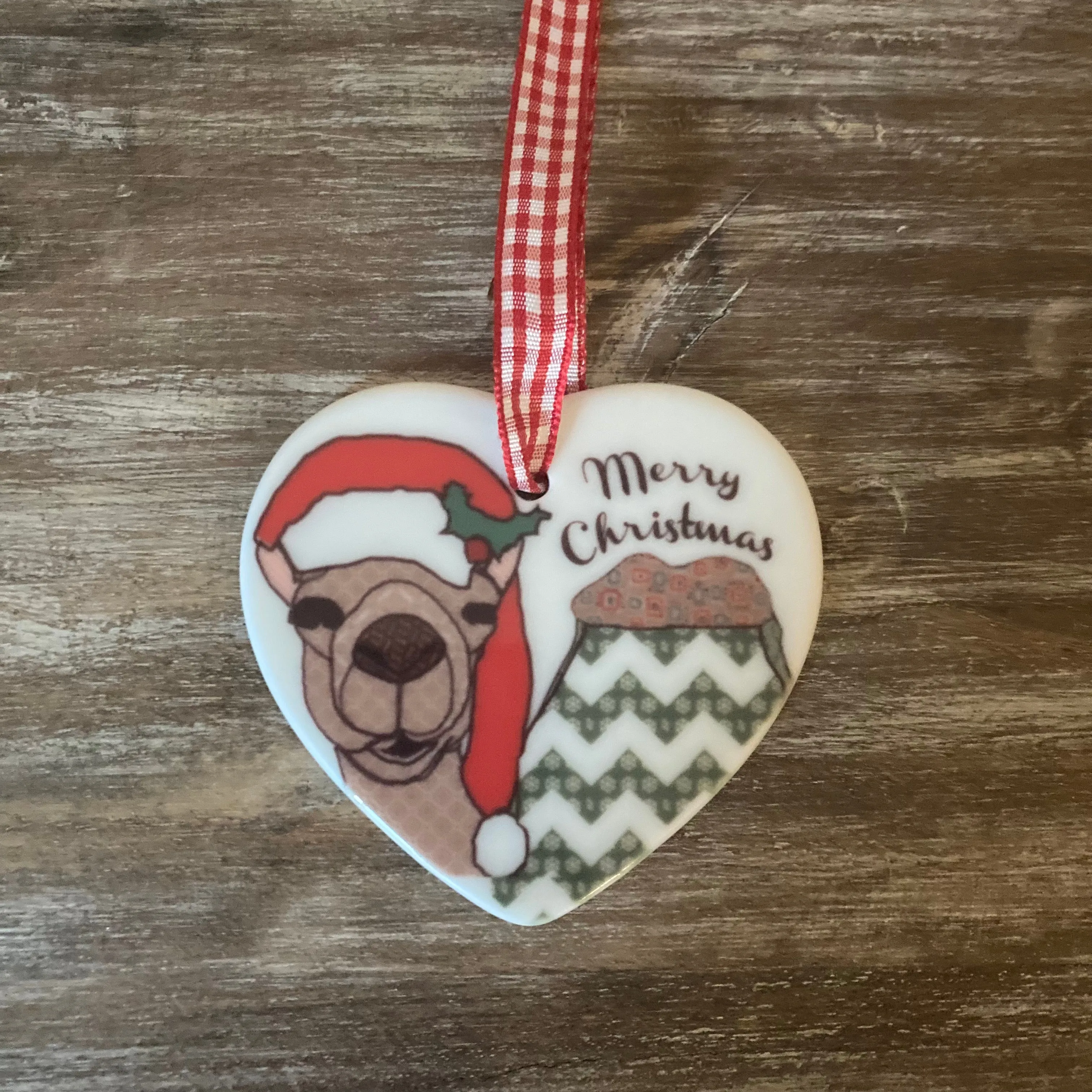 Ceramic Camel Heart Christmas Tree Decoration