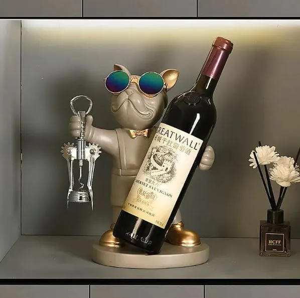 Chic French Bulldog Wine Holder: A Stylish Canine Butler Design for Holding Your Favourite Bottle, Resin Sculpture for Table Decoration