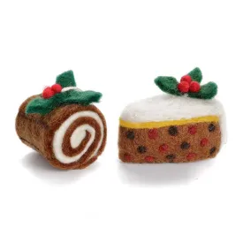 Christmas Cake or Yule Log Felt Decoration by Amica