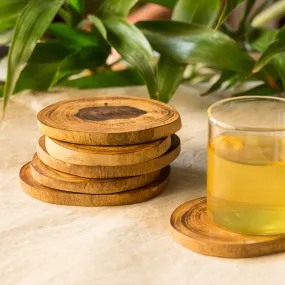 'Circles of Wood' Log Handcrafted Coasters In Mango Wood (Set Of 6)