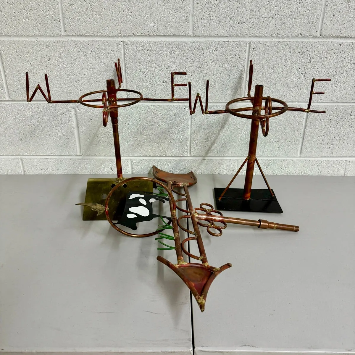 Copper and Painted Metal Weather Vane Sculpture