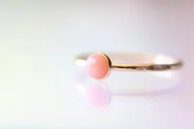 Coral Stacking Ring, Coral  Ring, Salmon Coral Ring, Coral, Coral Jewelry, Gold Coral Ring, 14kt Yellow Gold, Gemstone, Pink Coral, Gift