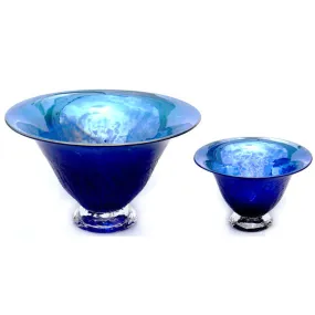 Crackle Glass Bowls in Metallic Blue by Glass Rocks Dottie Boscamp