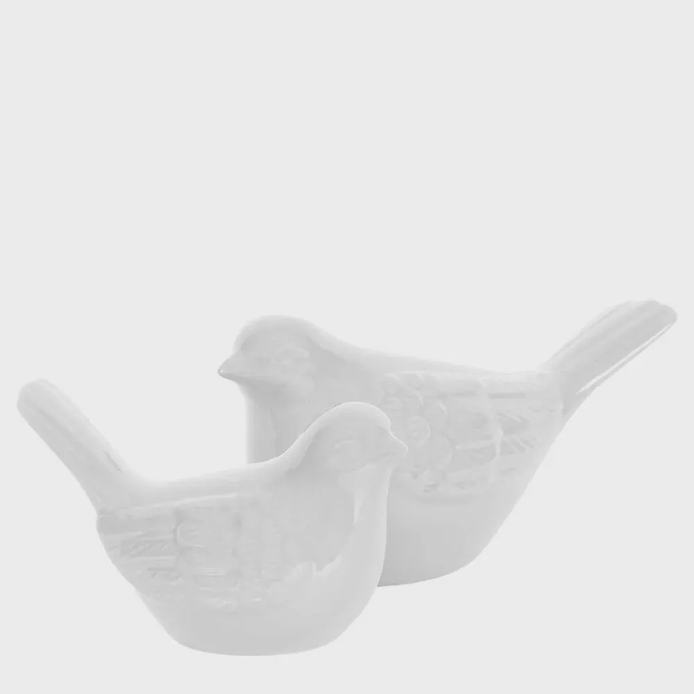 Culver Ceramic Bird Set of 2 Matt White