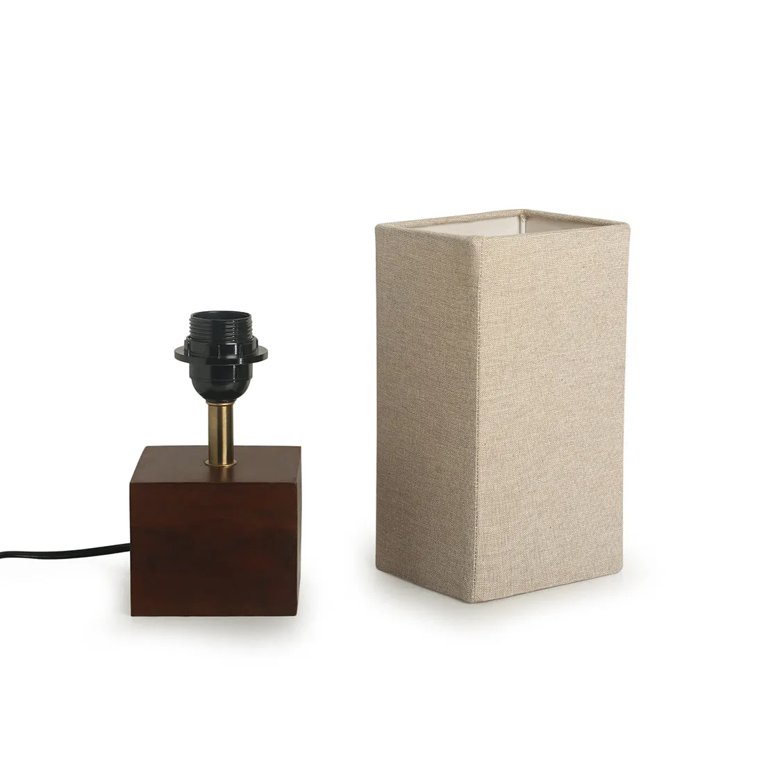 'Elementary' Cubic Table Lamp In Mango Wood (12 inch)