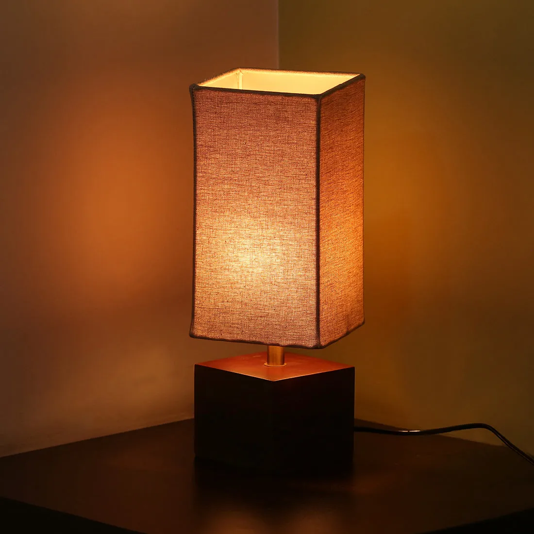 'Elementary' Cubic Table Lamp In Mango Wood (12 inch)