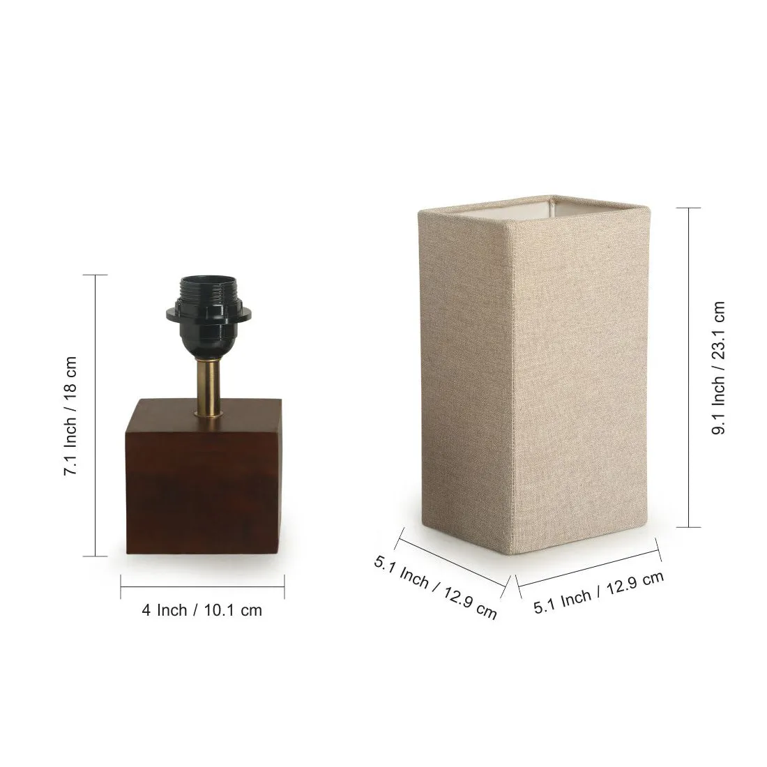 'Elementary' Cubic Table Lamp In Mango Wood (12 inch)