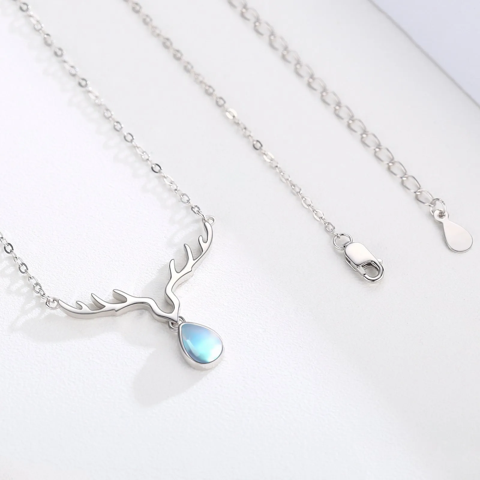 Elk Moonstone Necklace 925 Sterling Silver for Women