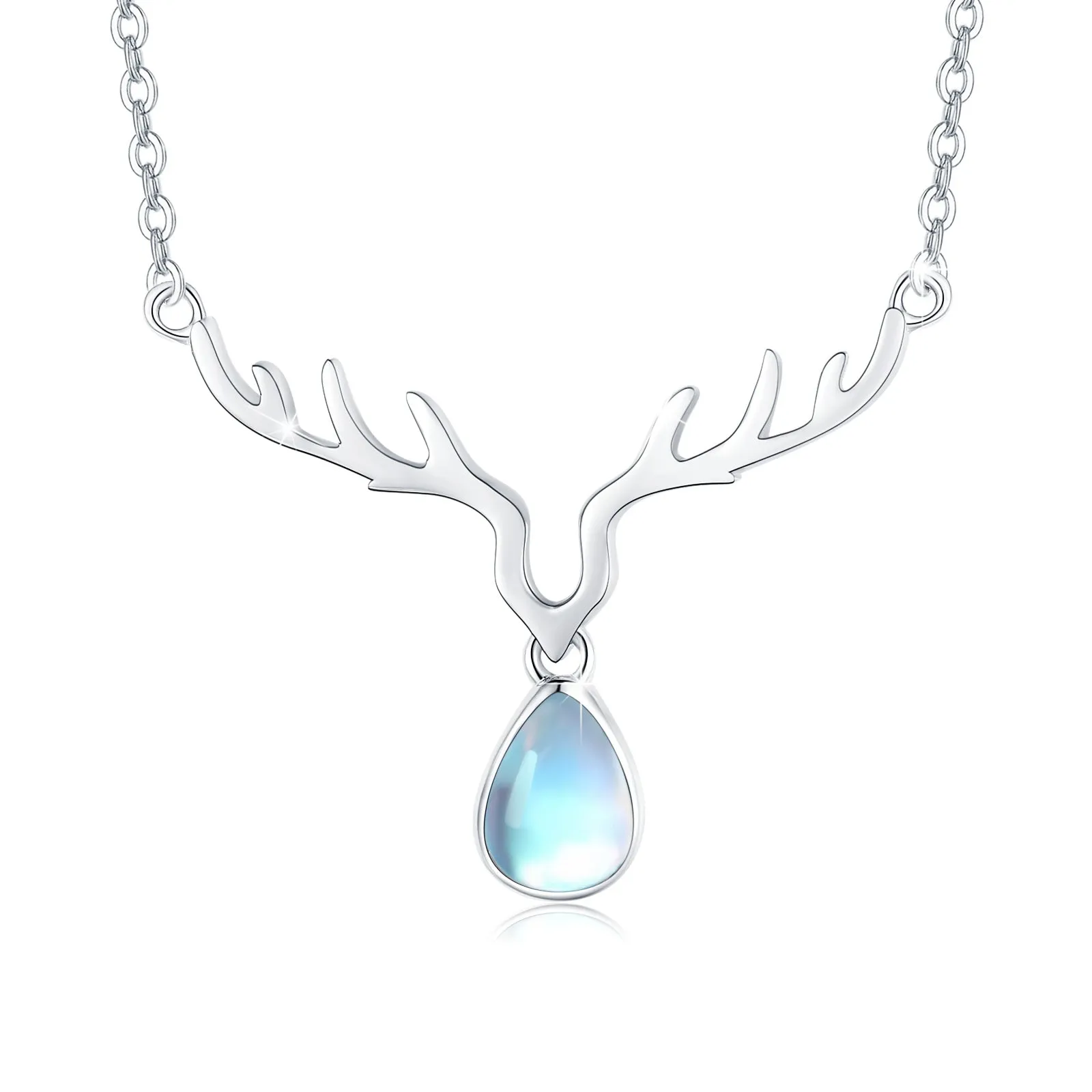 Elk Moonstone Necklace 925 Sterling Silver for Women