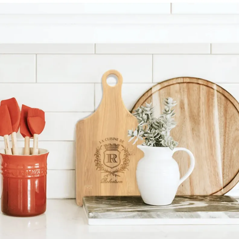 Engraved Bamboo Paddle Cutting Board