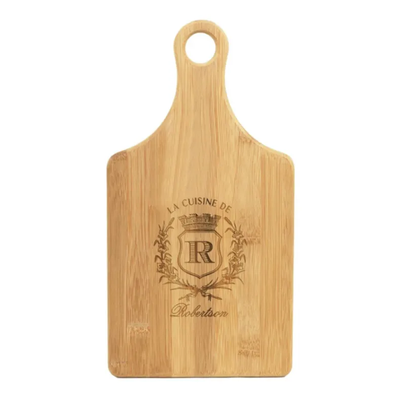 Engraved Bamboo Paddle Cutting Board