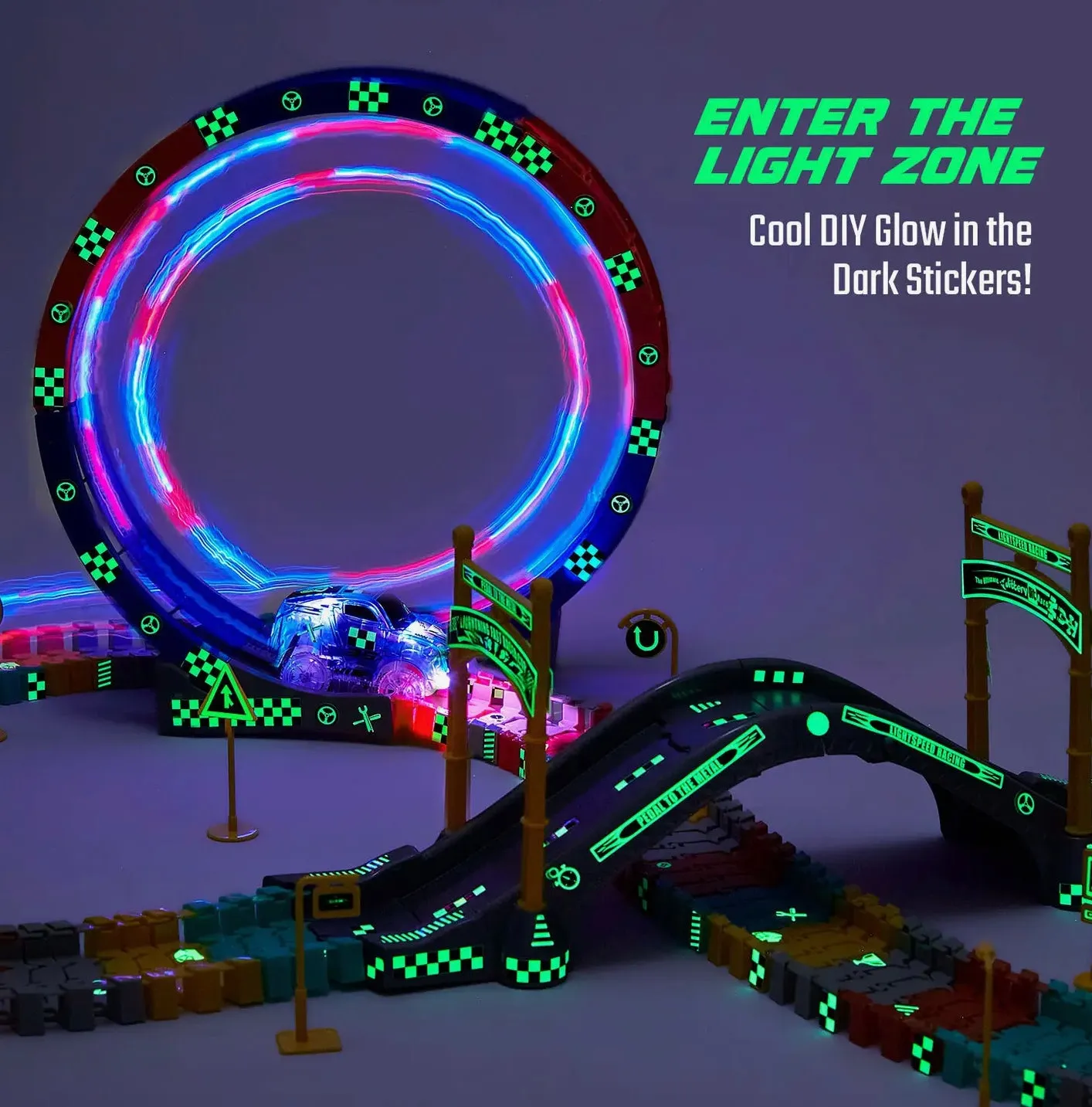 FlashTrack Glow in the Dark Racing Track Set