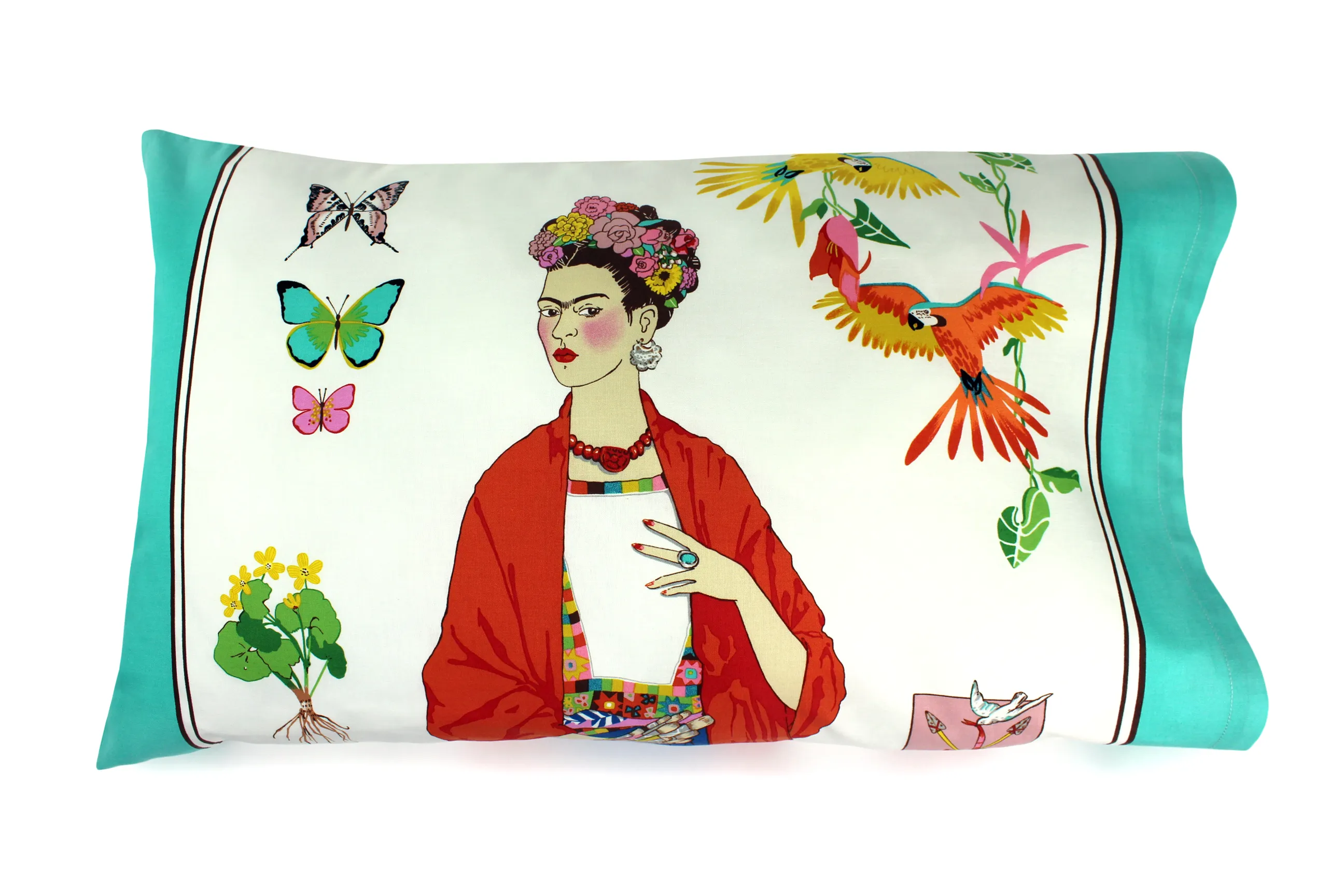 Frida Pillow Cases Teal or Tan 23 x 16.5 in #FPC