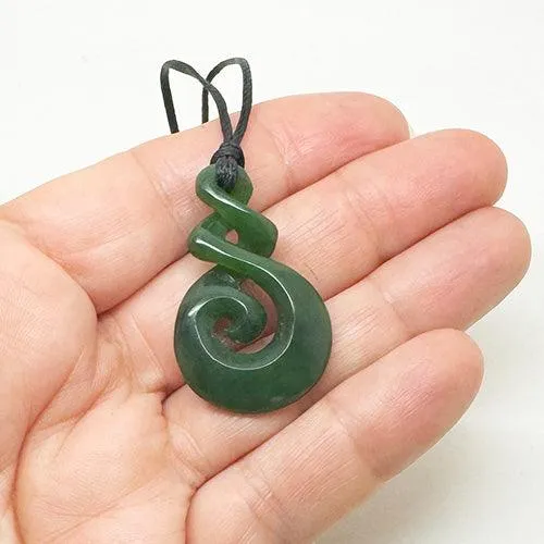 Genuine NZ Greenstone 4cm Twist Koru Necklace