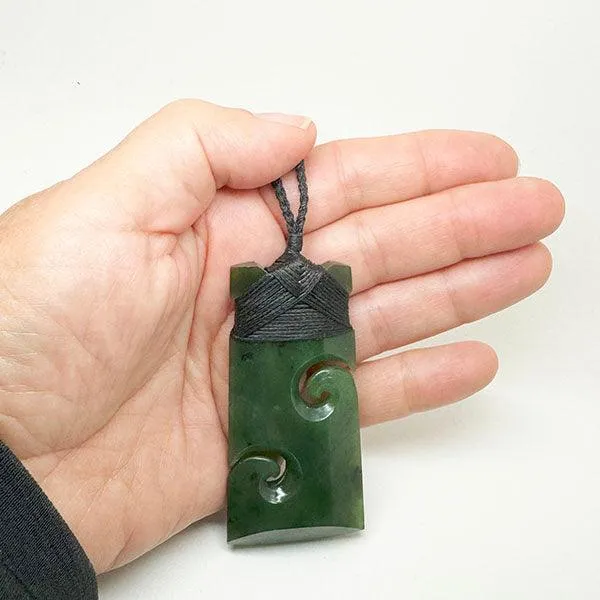 Genuine NZ Greenstone Toki Necklace with Koru