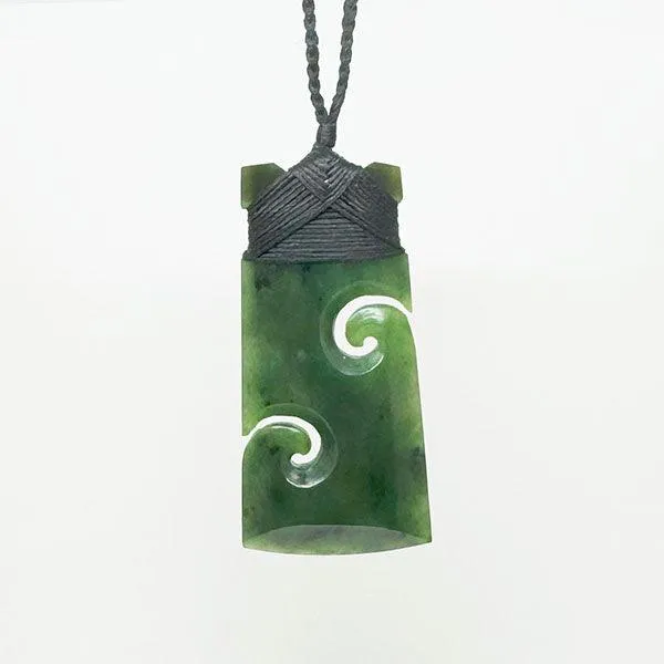 Genuine NZ Greenstone Toki Necklace with Koru