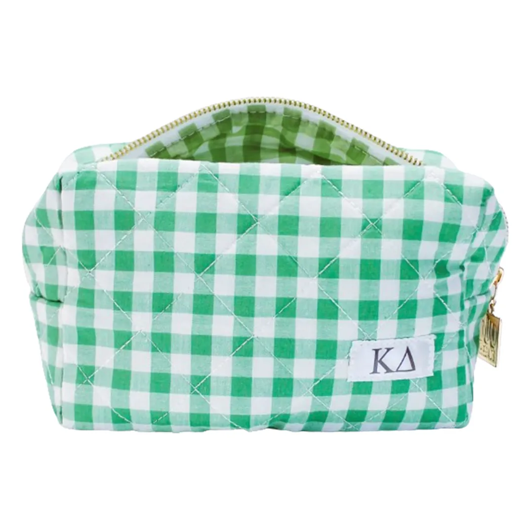 Gingham Quilted Makeup Bag