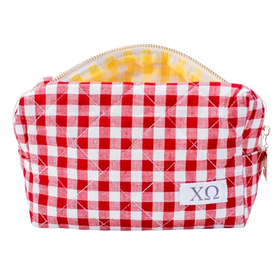 Gingham Quilted Makeup Bag