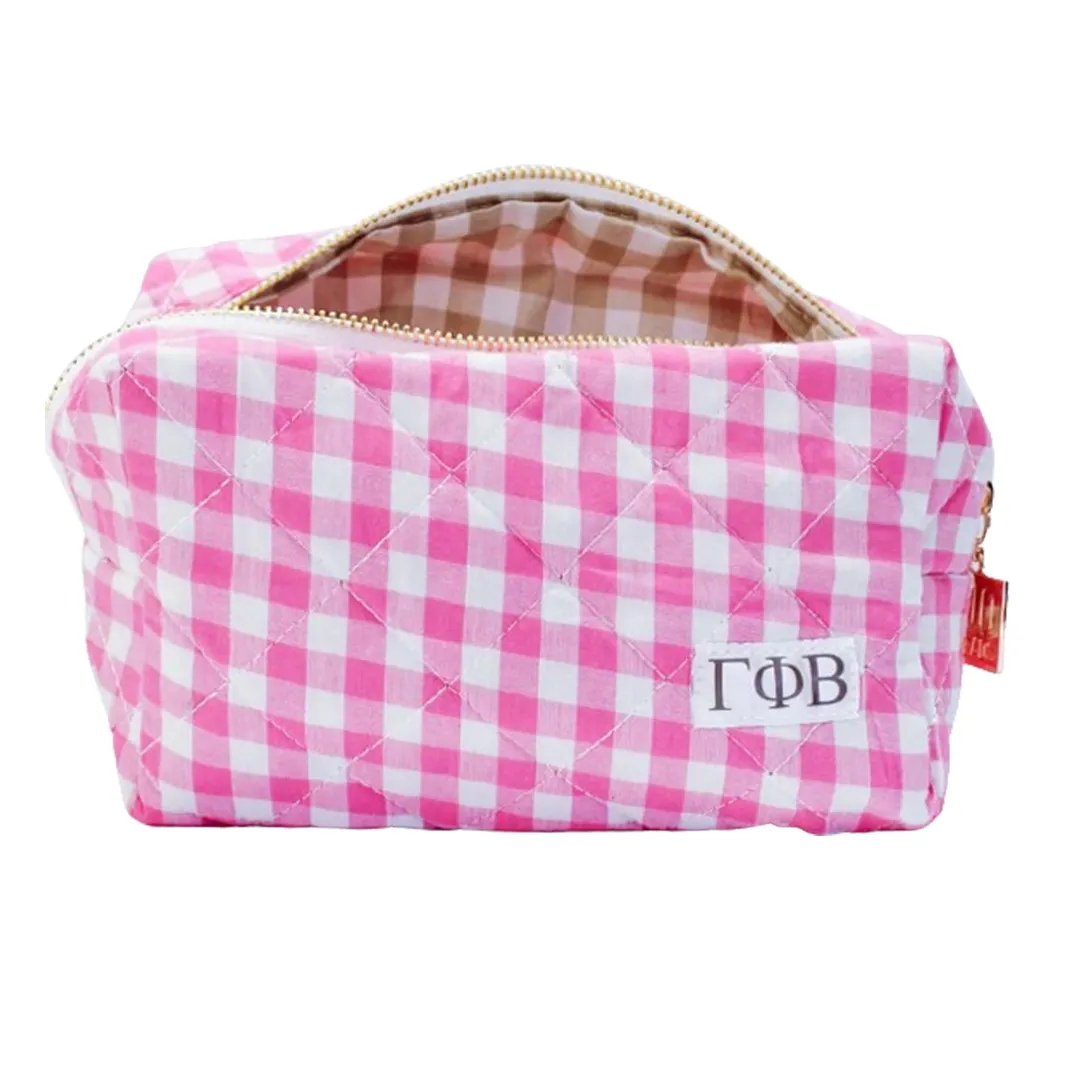 Gingham Quilted Makeup Bag