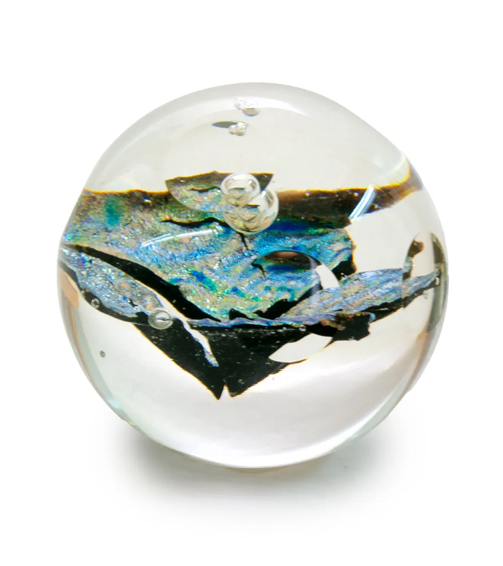 Glass Sculpture "Sparkling Faceted Paper Weight" by Ben Silver