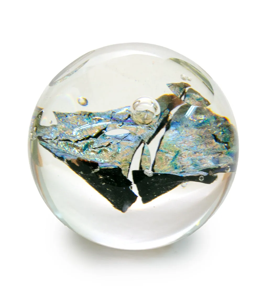 Glass Sculpture "Sparkling Faceted Paper Weight" by Ben Silver