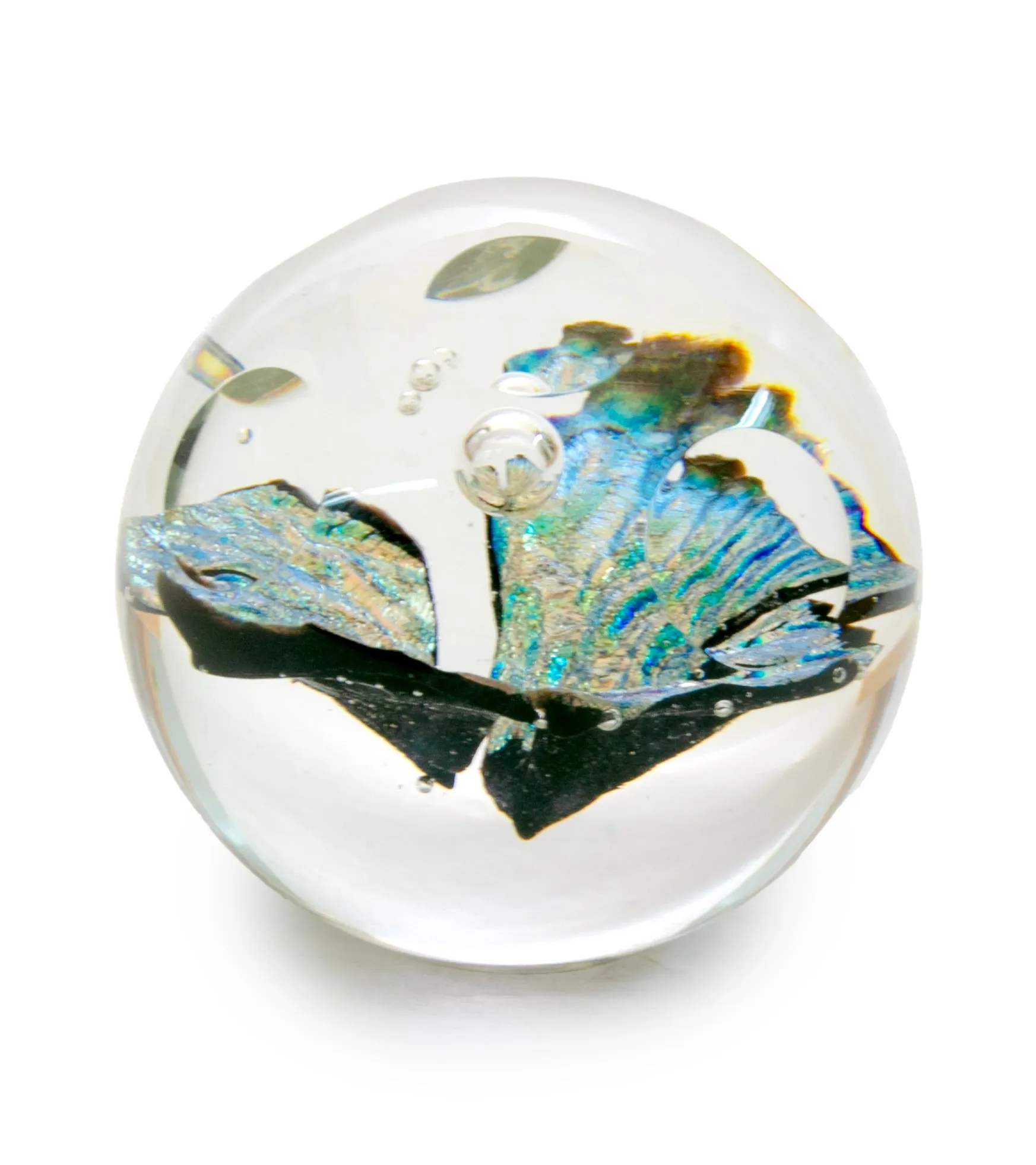 Glass Sculpture "Sparkling Faceted Paper Weight" by Ben Silver