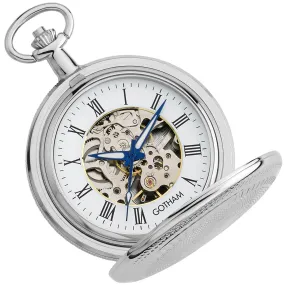 Gotham Men's Silver-Tone 17 Jewel Mechanical Double Cover Pocket Watch # GWC14051S