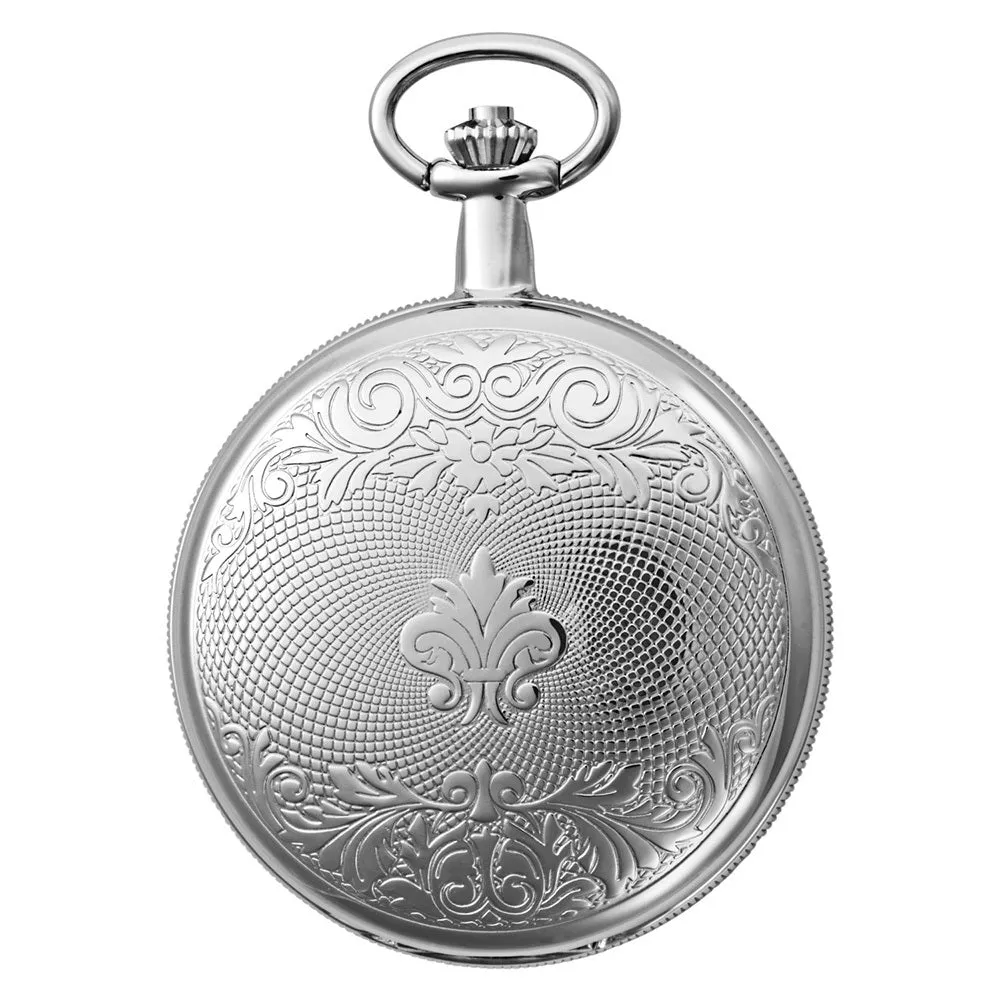 Gotham Men's Silver-Tone 17 Jewel Mechanical Double Cover Pocket Watch # GWC14051S