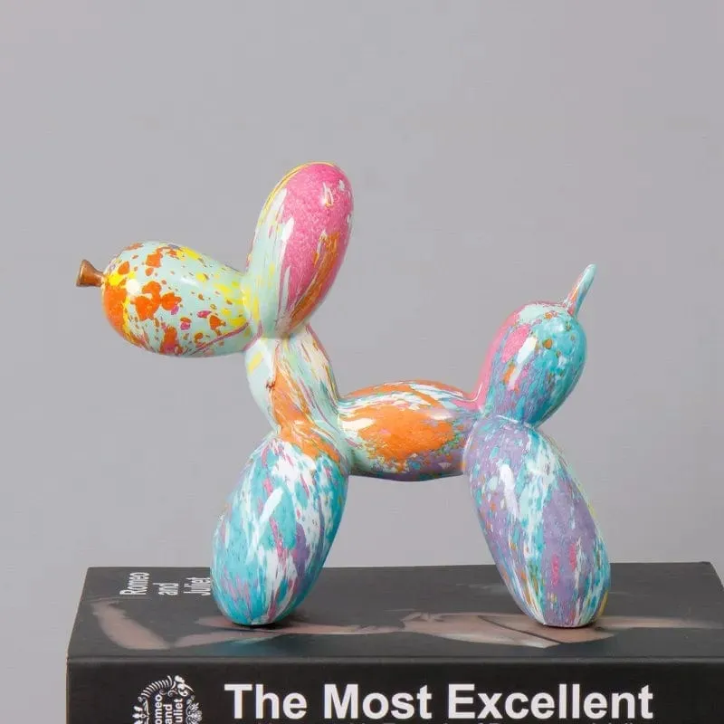 Graffiti Balloon Dog Art Sculpture Premium Resin Statue Creatively Coloured