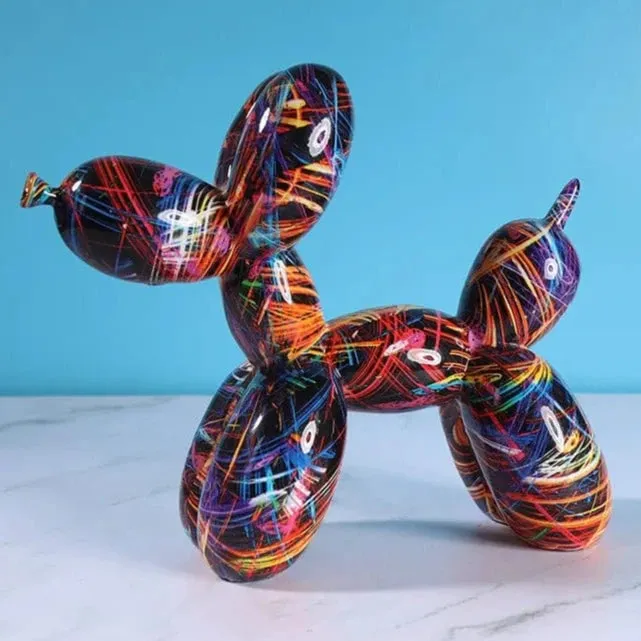 Graffiti Balloon Dog Art Sculpture Premium Resin Statue Creatively Coloured