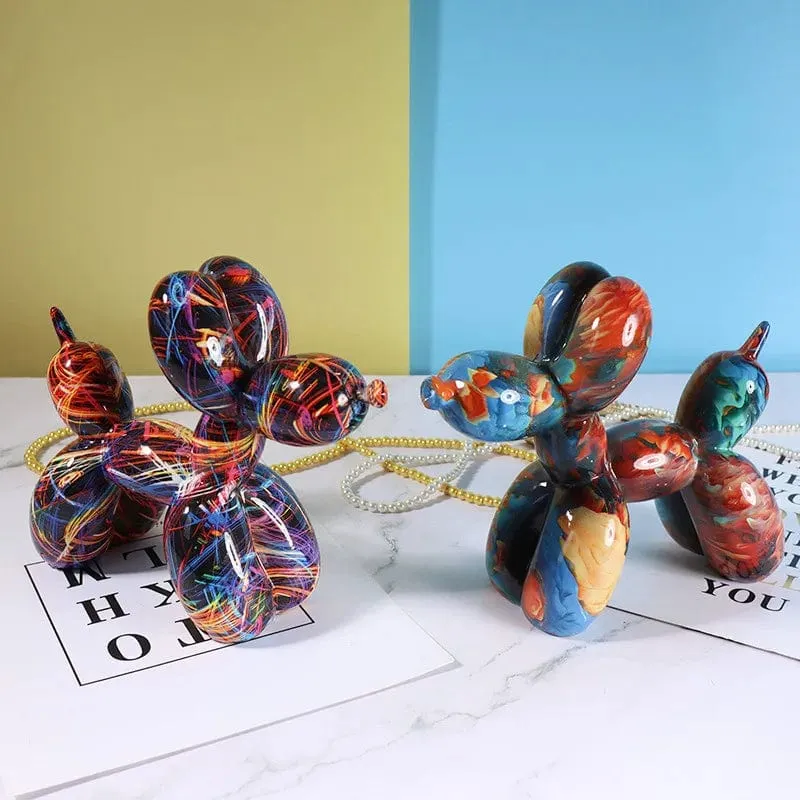 Graffiti Balloon Dog Art Sculpture Premium Resin Statue Creatively Coloured