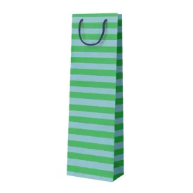 Green & Blue Stripe Bottle Gift Bag