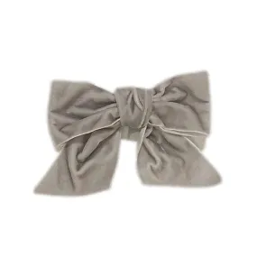 Grey Velvet Bow Hair Clip