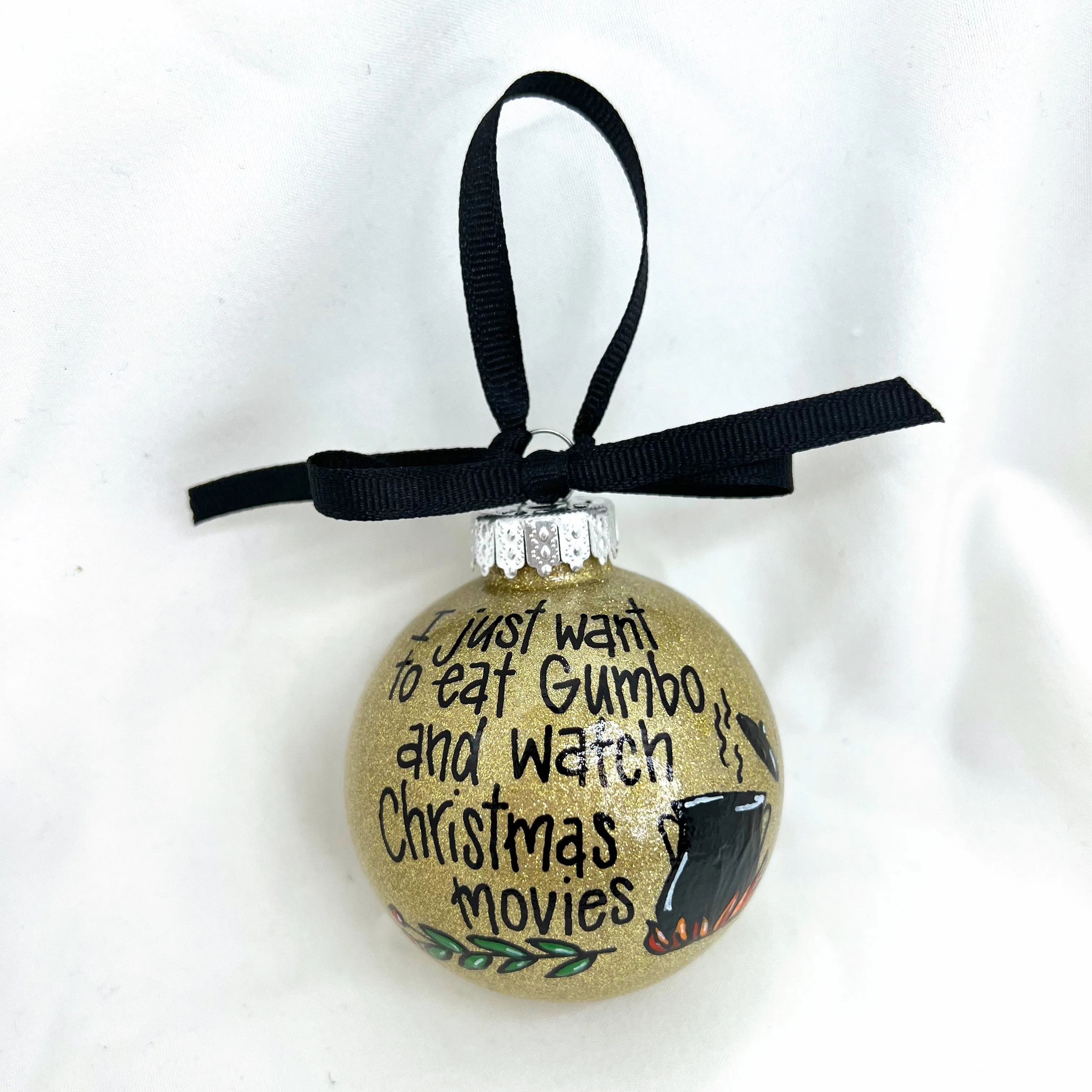 Gumbo Ornament - Watching Hallmark Movies,  Louisiana Ornament, Christmas Ornament, Holiday Ornament, Ornament Exchange, Cajun Ornament