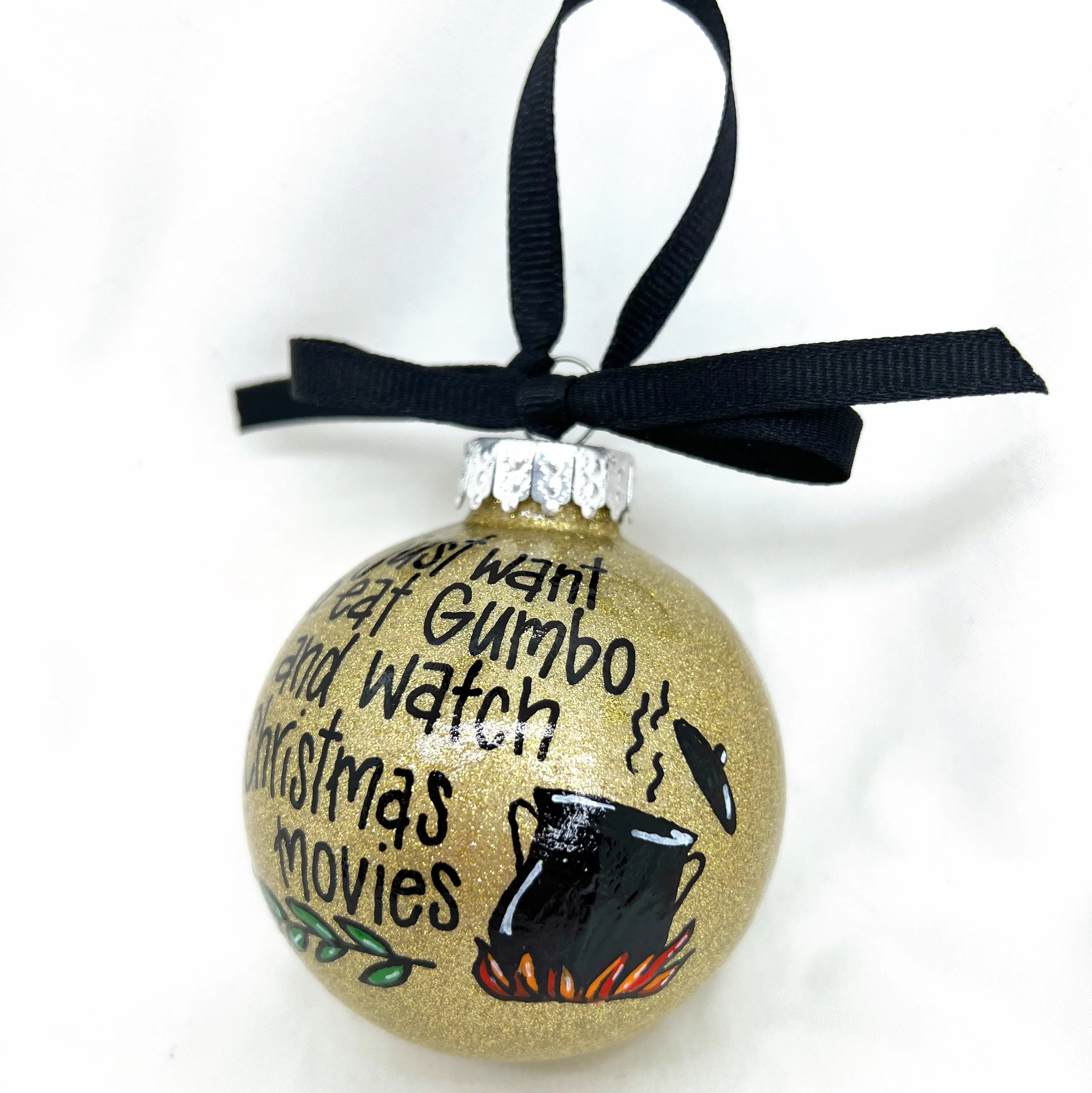 Gumbo Ornament - Watching Hallmark Movies,  Louisiana Ornament, Christmas Ornament, Holiday Ornament, Ornament Exchange, Cajun Ornament