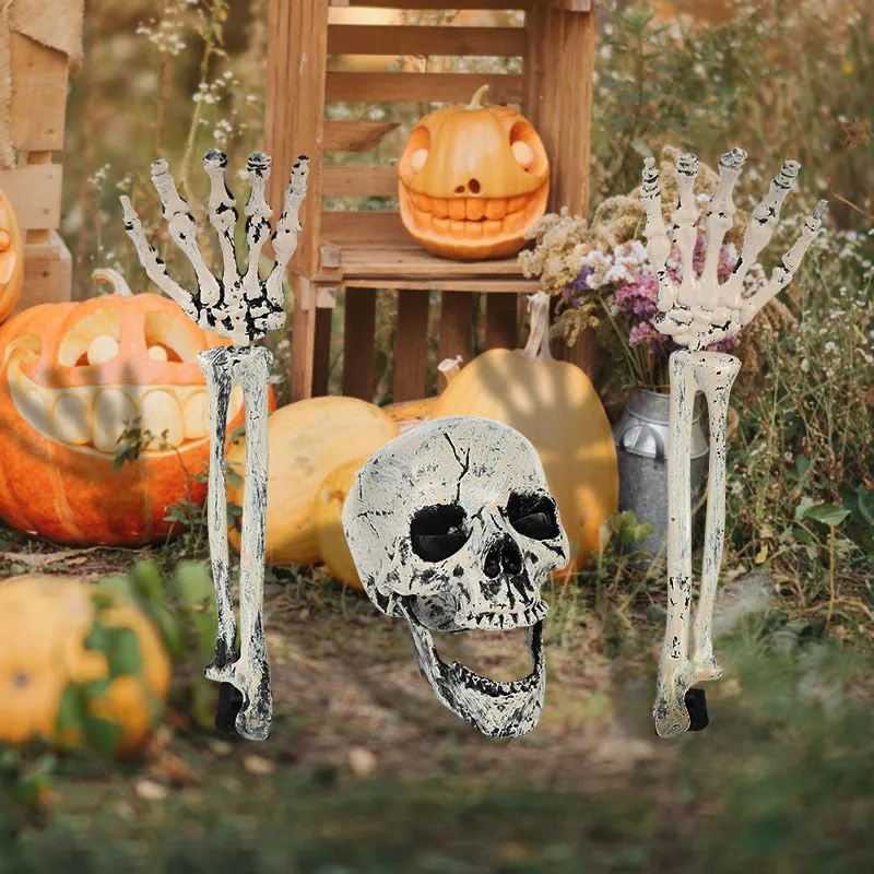 Halloween Decoration Props - Head and Hand Skull Skeleton