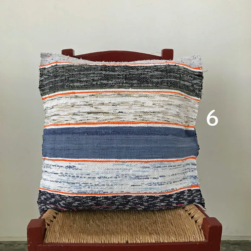 Handwoven rag pillow