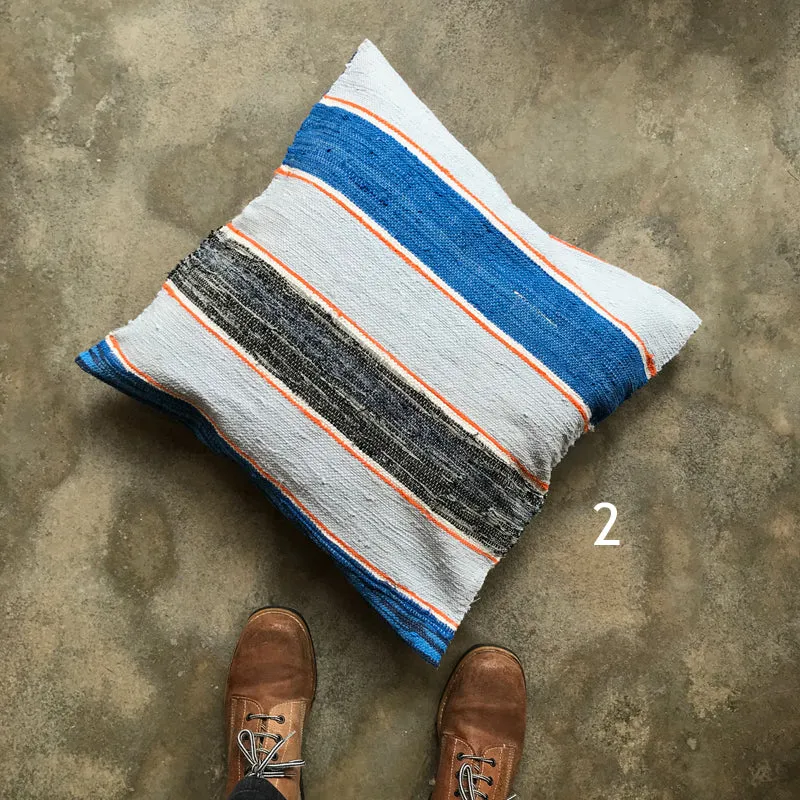 Handwoven rag pillow