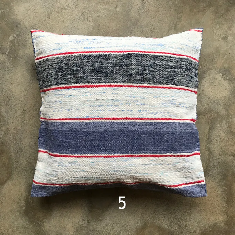 Handwoven rag pillow