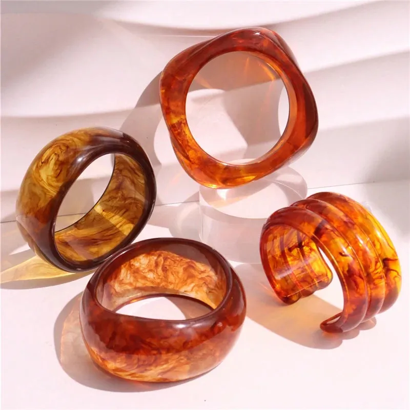 Haze- the Autumn Hued Smoky Acrylic Bangle Bracelets